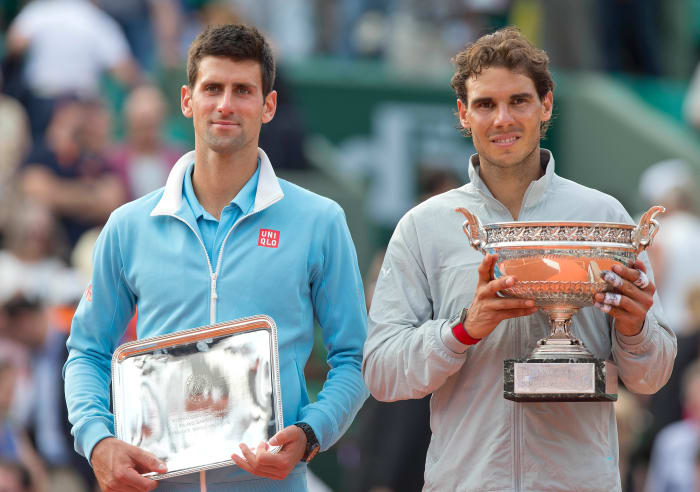 Novak Djokovic and Rafael Nadal at the French Open